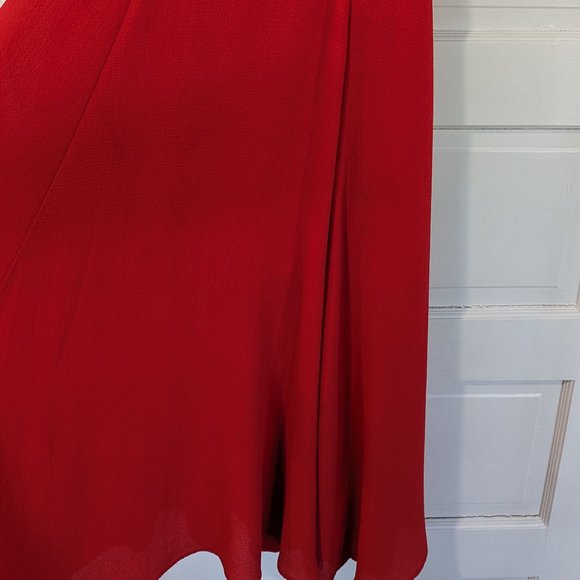 Betsy Johnson Red Midi Dress w Shoulder Ties, stain on front - Picture 6 of 7